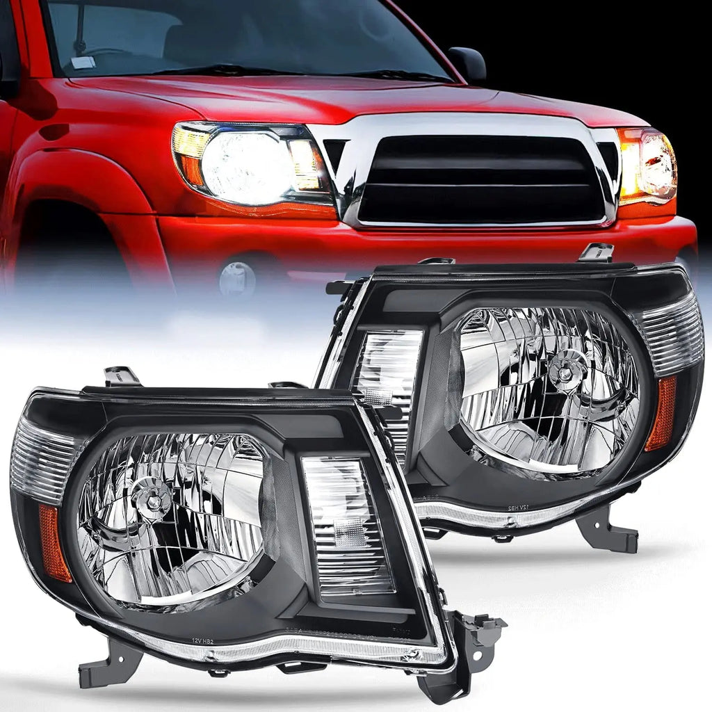 Headlight Assembly Black Case Amber Reflector For 2005-2011 Toyota