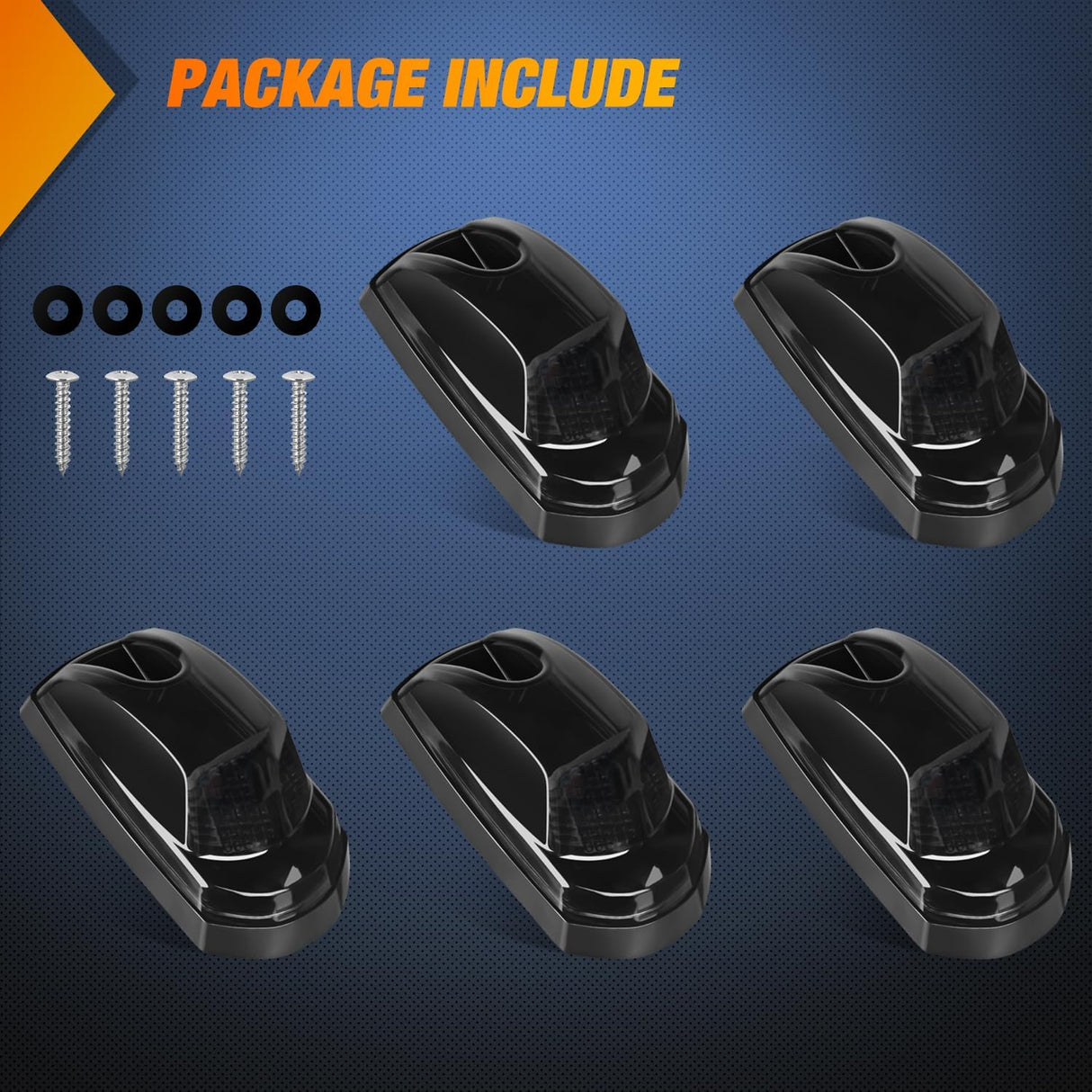 LED Cab Marker Lights Roof Running Light 5 PCS 9 LED Smoke Lens Amber Cab Clearance Light Compatible with 2017 2018 2019 2020 2021 Ford F250 F350 F450 F550 Super Duty Pickup Trucks