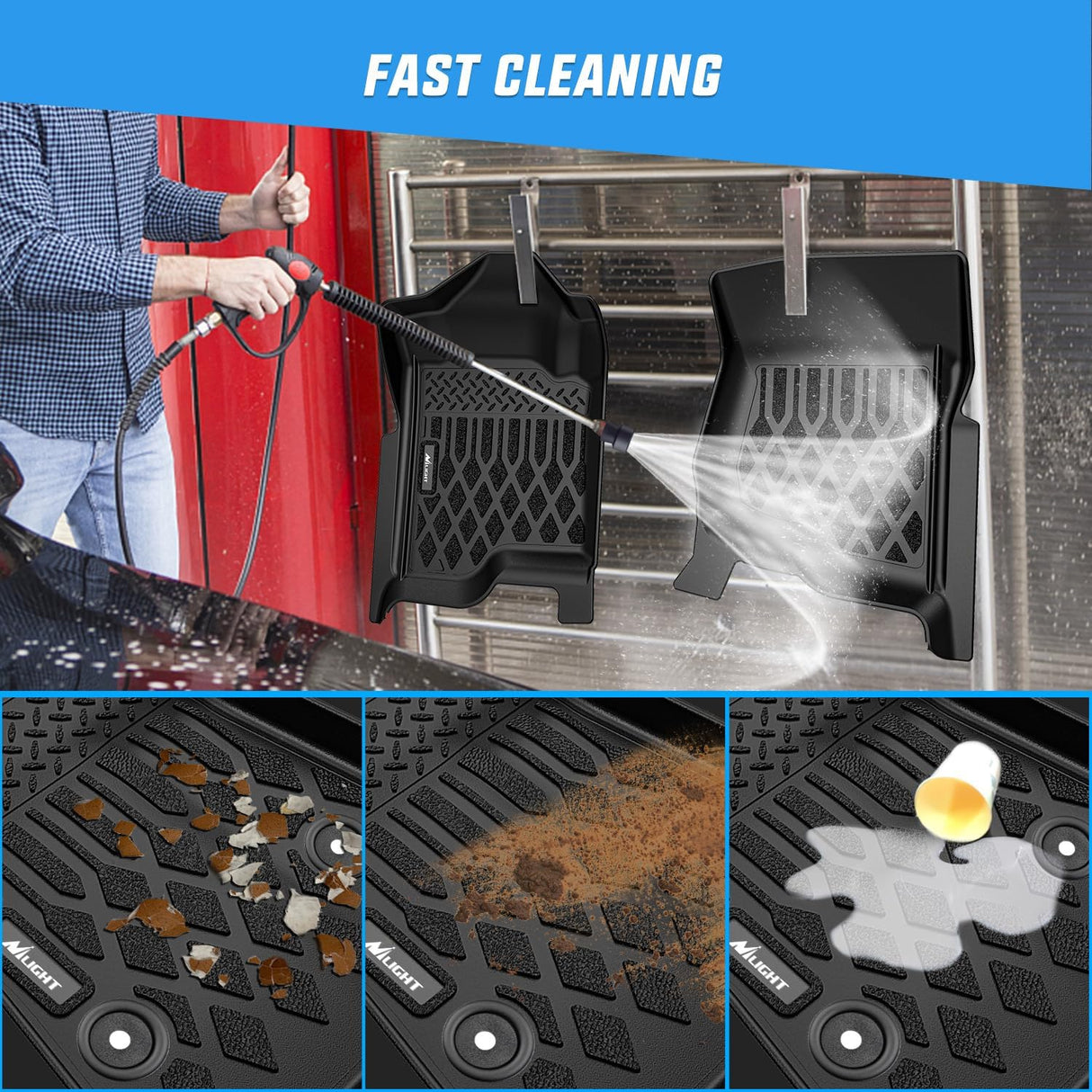 TPE Floor Mats for Chevy Silverado GMC Sierra 1500 Crew Cab 2007-2013, Silverado GMC Sierra 2500 3500 2007 2008 2009 2010 2011 2012 2013 2014 All Weather Custom Fit Heavy Duty Floor Liners
