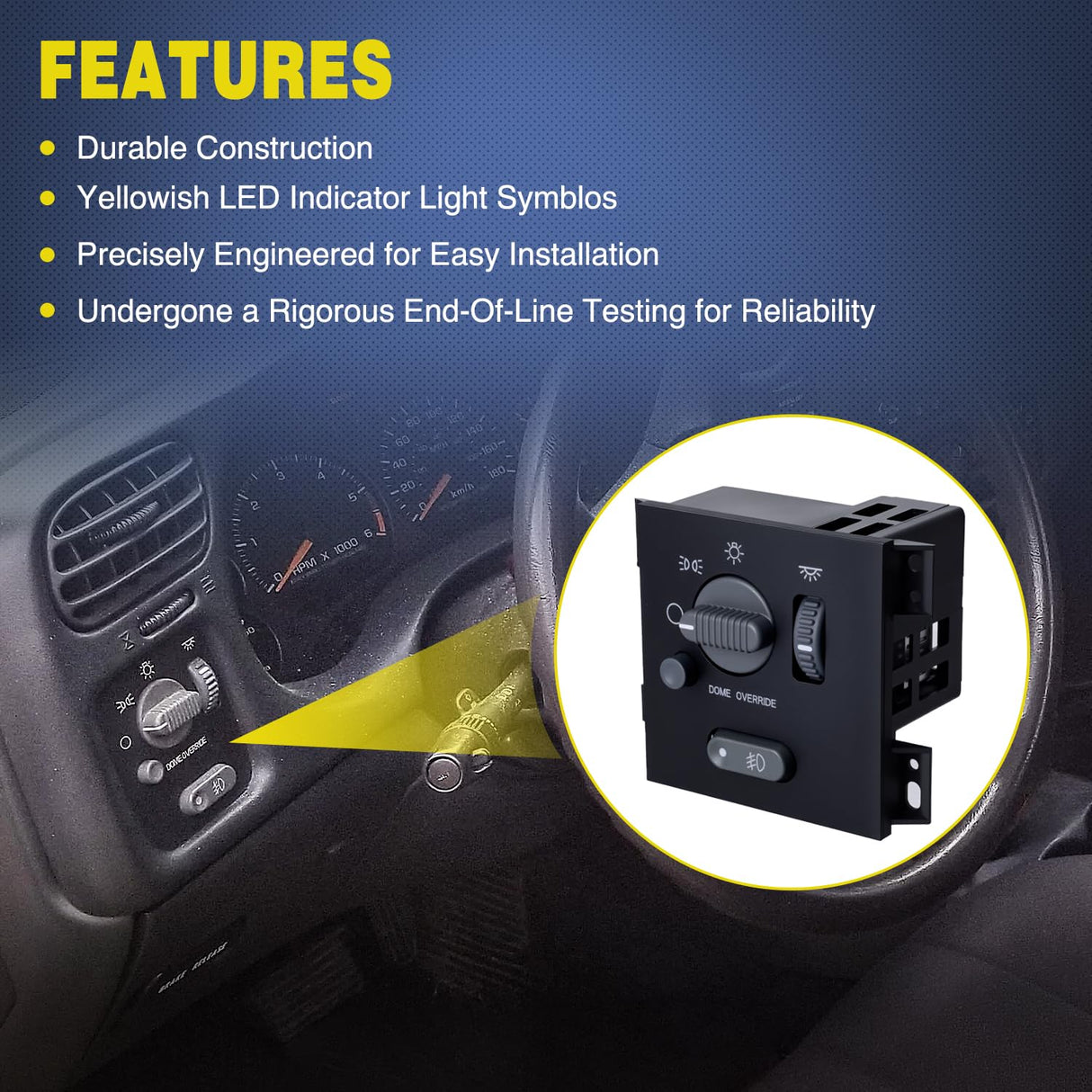 Headlight Dimmer Switch Compatible with 1998 1999 2000 2001 2002 2003 2004 2005 Chevy Blazer 1998-2004 S10 1998-2001 GMC Jimmy 1998-2003 Sonoma 1999-2001 Oldsmobile Bravada with Fog Light