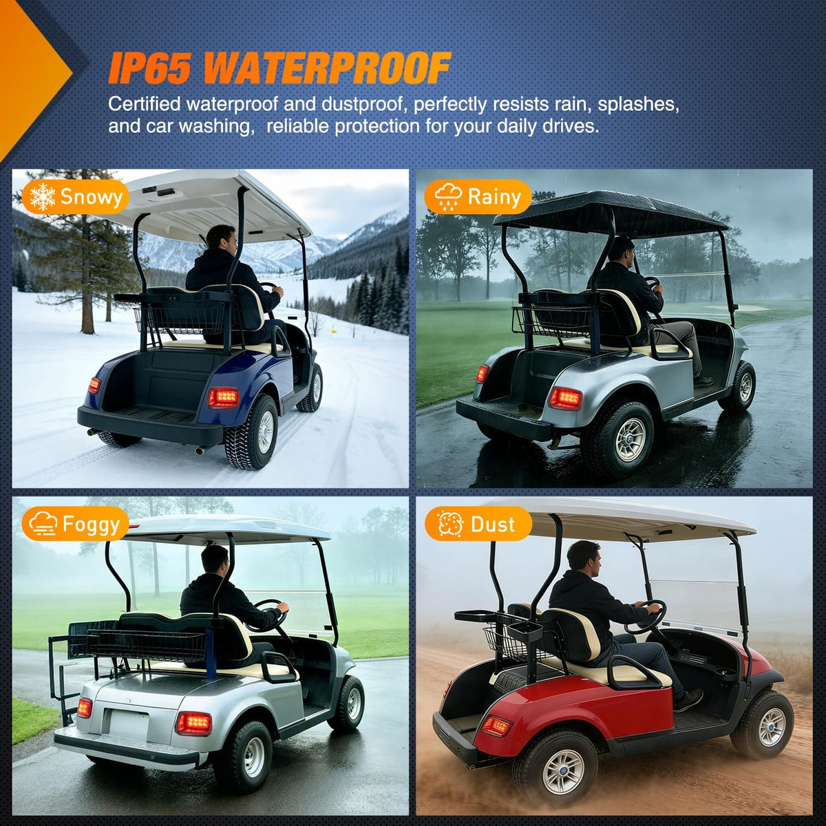 Golf Cart LED Taillights 2PCS 12V Stop Brake Turn Signals EZGO TXT | High Brightness Waterproof Plug and Play Design Running Light Upgrade Easy Installation for 1996-2013 EZGO TXT Electric Carts