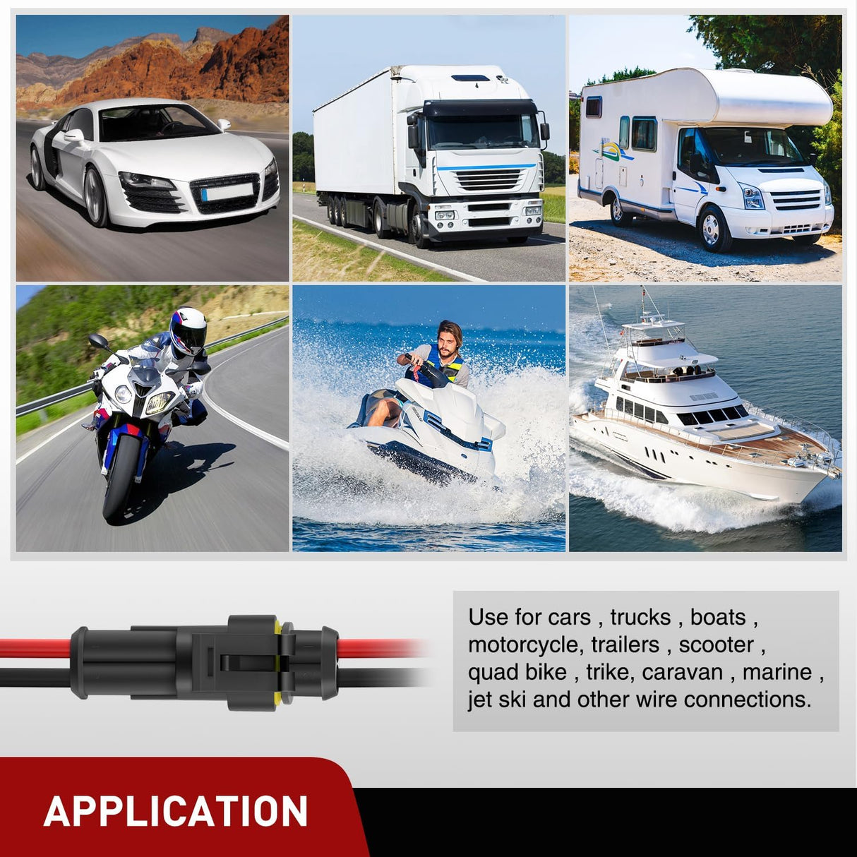 200PCS 2 Pin Electrical Connector Plug Male Female Terminal Wire Connector Nilight