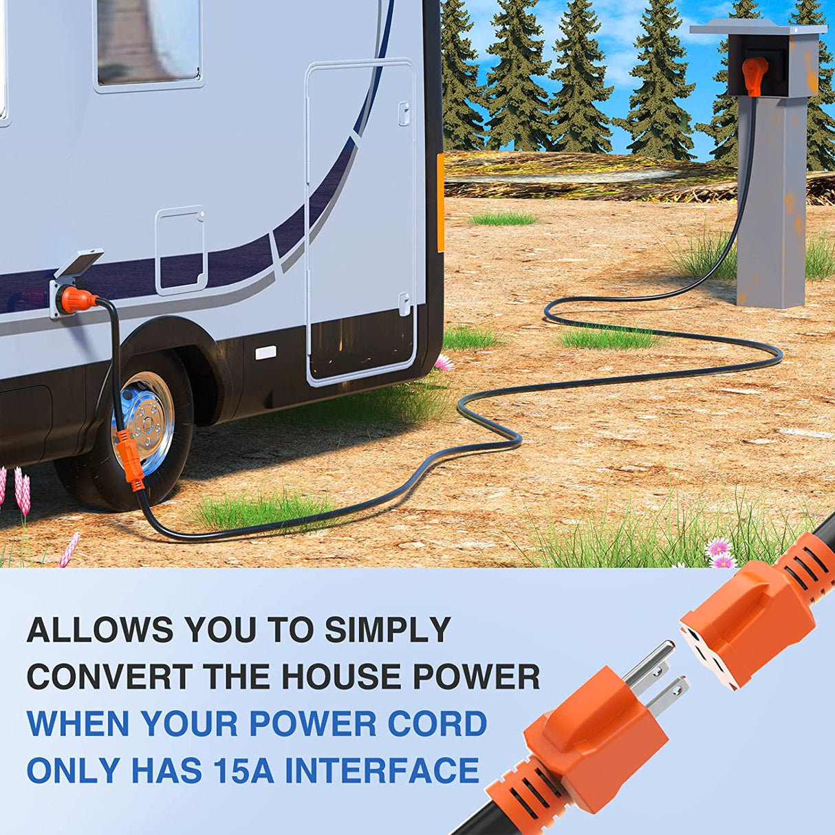 15Amp to 30Amp RV Locking Adapter Cord Nilight