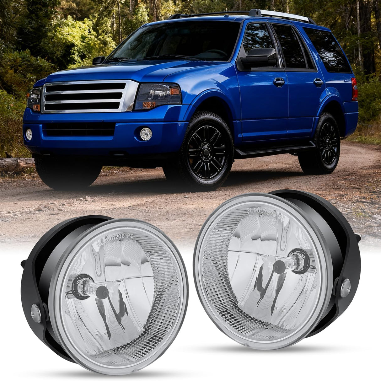 Fog Lights Assembly Compatible with 2007 2008 2009 2010 2011 2012 2013 2014 Ford Expedition 2008-2011 Ranger(Not Fit STX Package) w/H10 12V 42W Bulbs Clear Lens