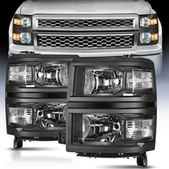 2014 2015 Chevy Silverado 1500 Headlight Assembly Black Housing Clear Reflector