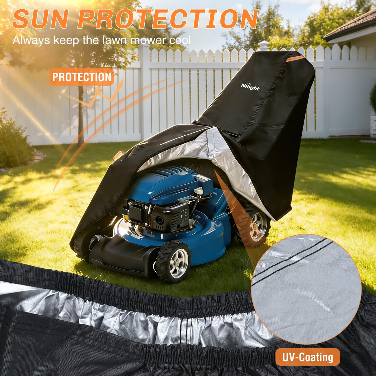 Push Lawn Mower Cover 87 Inch, Waterproof Walk Behind Mower Cover | 420D Heavy Duty Fabric, All-weather & UV Protection