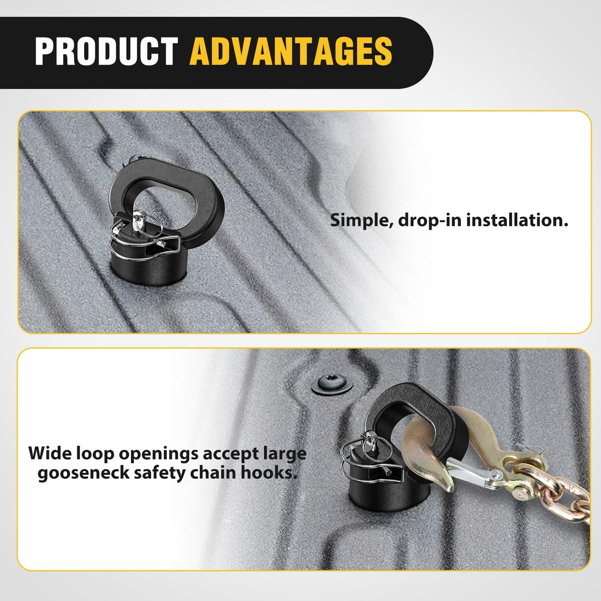 60618 Puck System Gooseneck Hitch Ball Kit, Compatible with 2013-2025 Dodge RAM 2500 3500, 2-5/16 Inch Gooseneck Ball for Truck Bed with 2 Safety Chain Anchors w/Storage Box