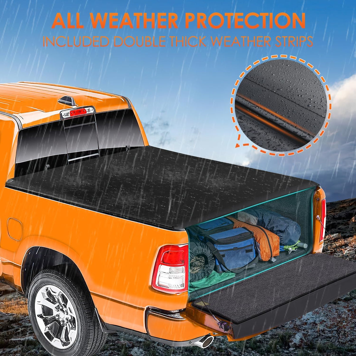 Soft Roll-Up Tonneau Cover Compatible with Ford F250 F350 Super Duty 1999-2016–6.75ft Truck Bed Cover