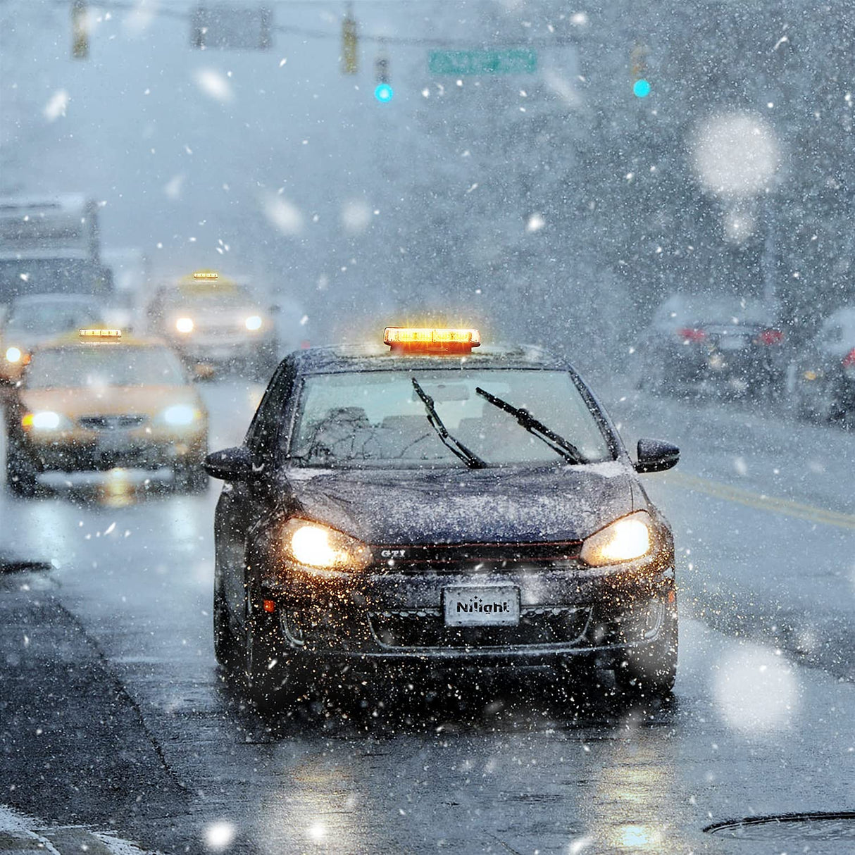 12 Inch 48 Leds Roof Top Amber Emergency Strobe Light 2PCS Nilight