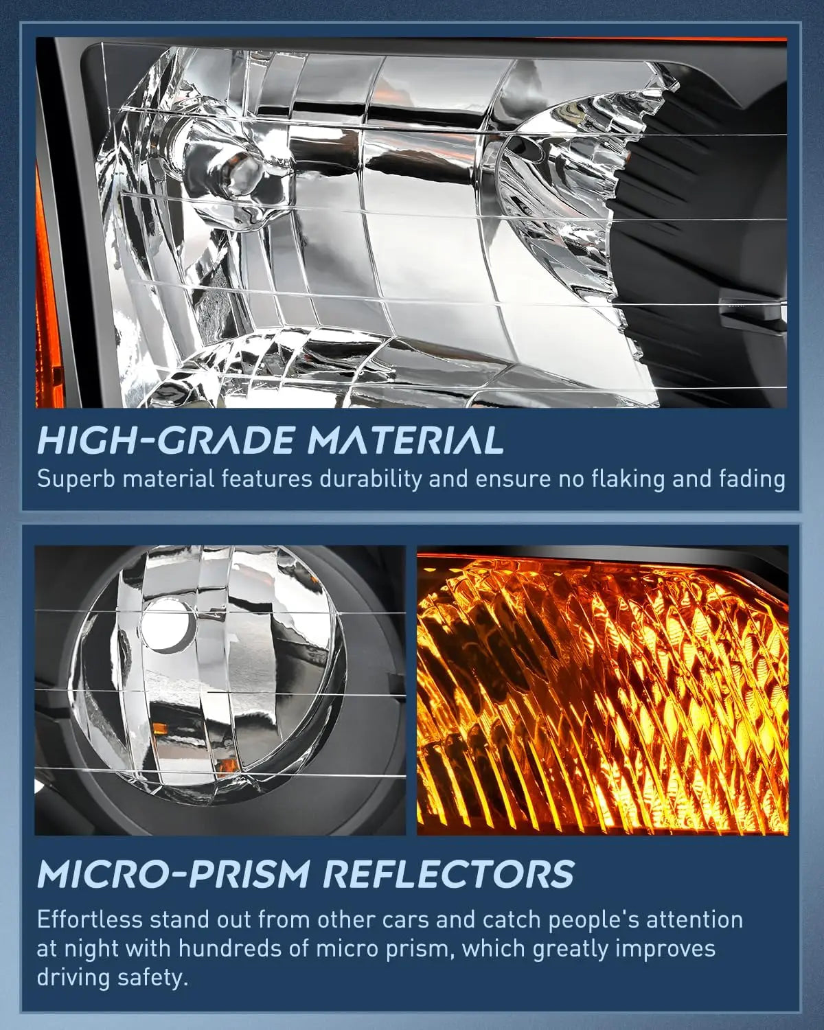 Headlight Assembly Headlight Assembly Black Case Amber Reflector 2004-2015 Titan 2005-2007 Armada 2004 Pathfinder Armada (Pair)