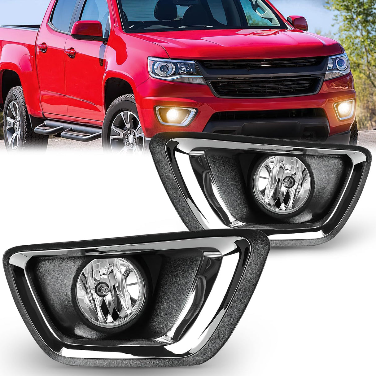2015-2020 Chevy Colorado Fog Light Assembly 5202 Bulbs Clear Lens Nilight