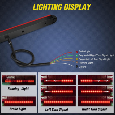 16 Inch 12 LEDs Red Trailer Light Bar Nilight