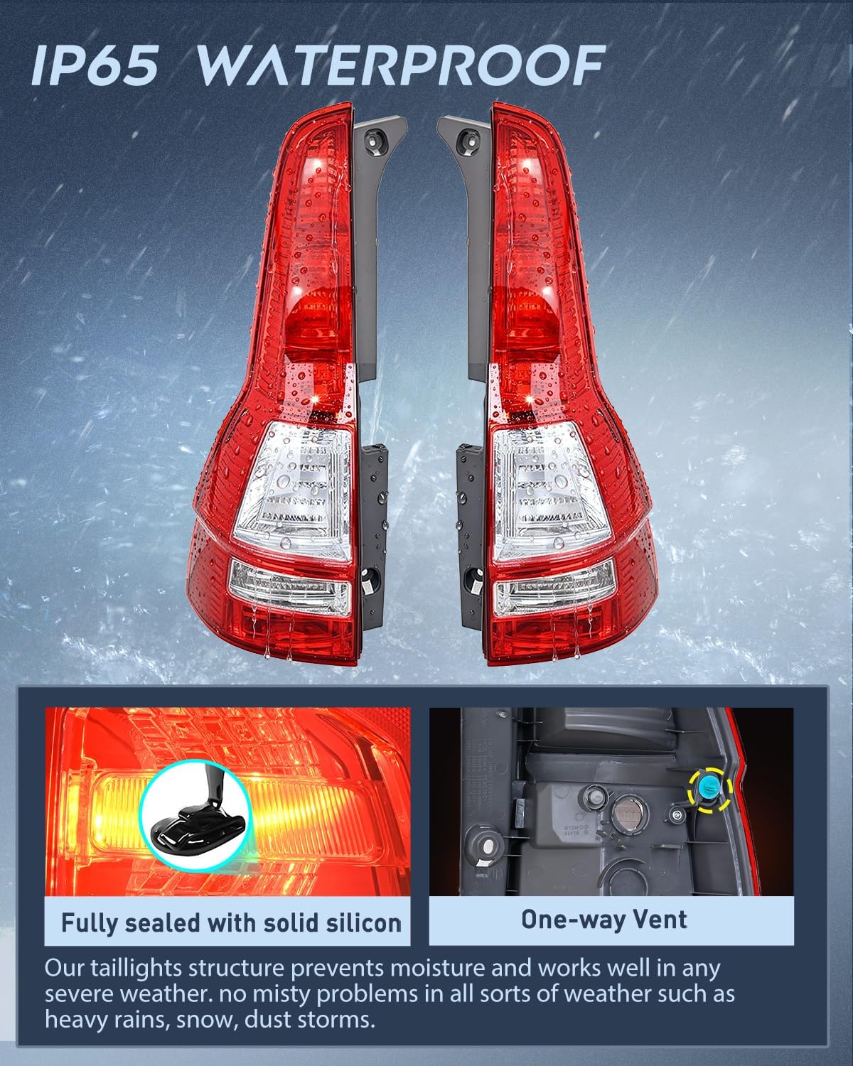 Taillight Assembly Compatible with 2007 2008 2009 2010 2011 Honda CR-V Tail Light OE Style Rear Lamp Replacement Driver and Passenger Side