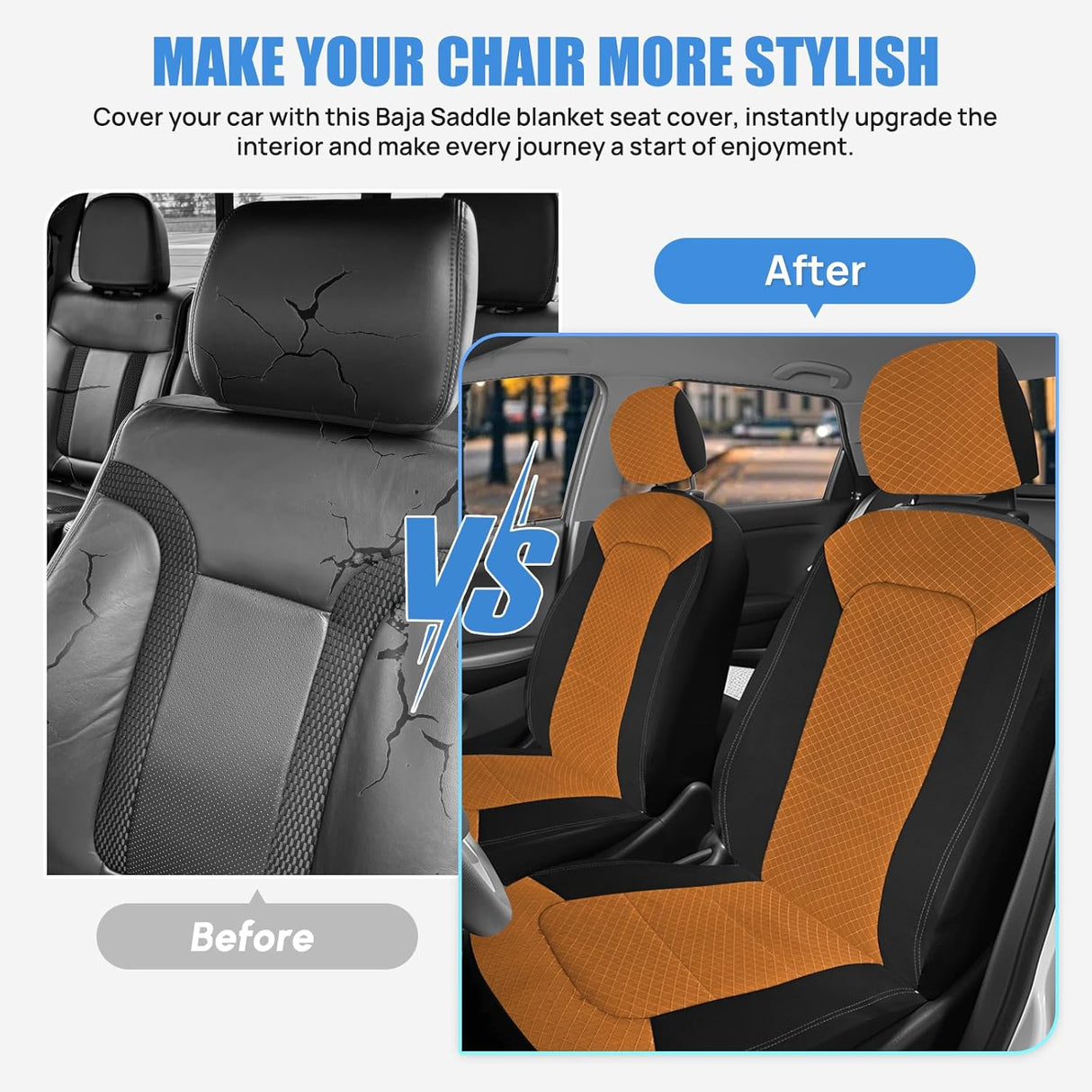 Car Seat Cover 2PCS Black Brown Breathable Mesh Interior Covers with Removable Headrest Airbag Compatible Universal for Cars Truck and SUV Front Seats