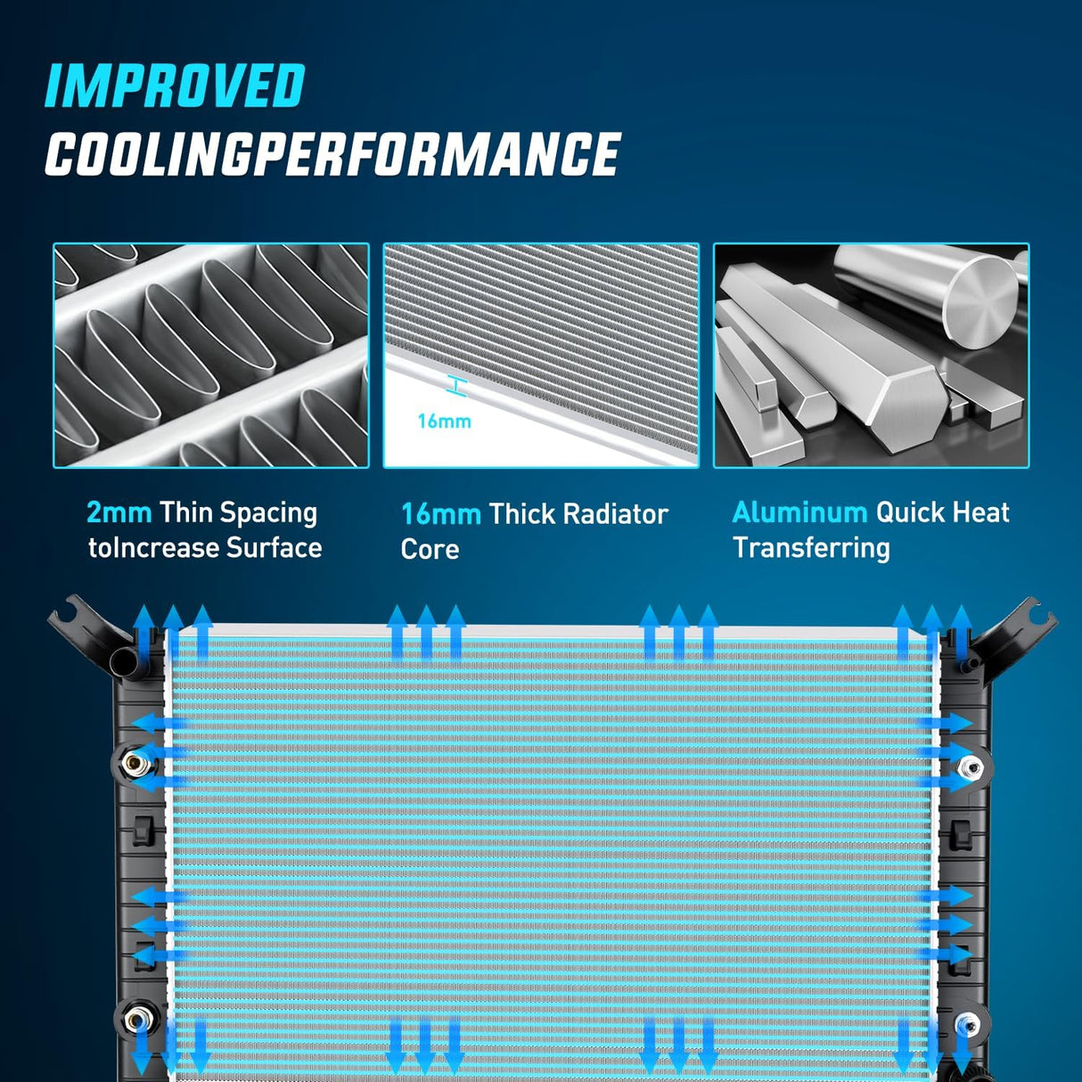 Radiator for Chevrolet Silverado 2500 HD 3500 HD, GMC Sierra 2500 HD 3500 HD 2011 2012 2013 2014 2015 2016 2017 2018 2019 Automatic Transmission