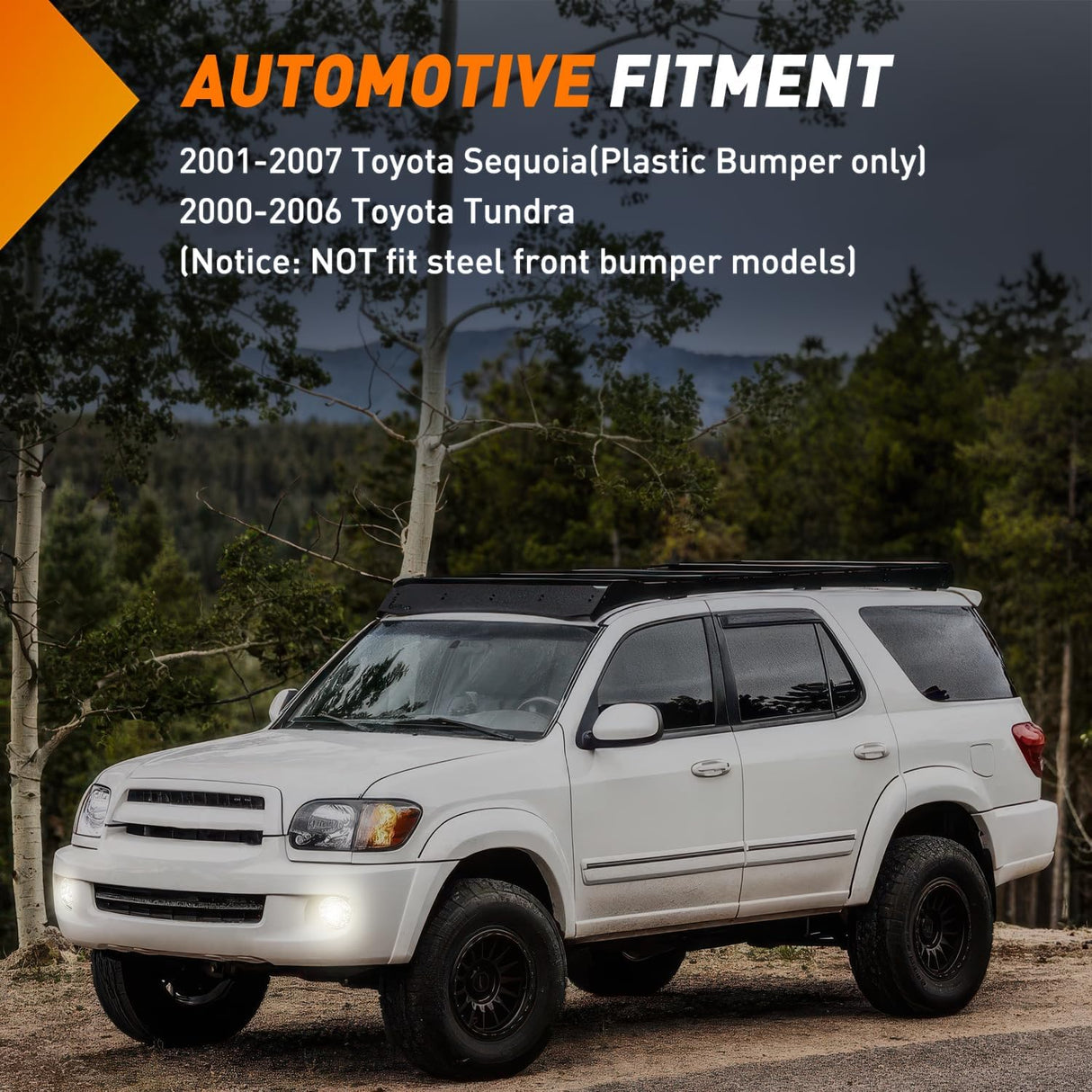 Fog Lights Assembly Compatible with 2001 2002 2003 2004 2005 2006 2007 Toyota Sequoia 2000-2006 Tundra(NOT fit steel front bumper models) w/9006 12V 51W Bulbs Clear Lens