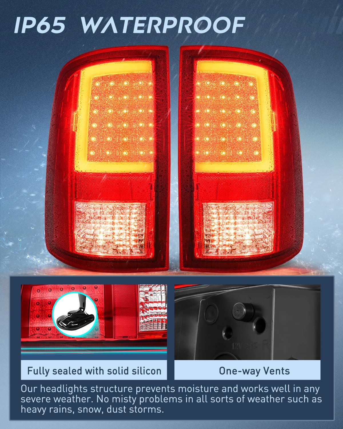 Taillight Assembly Compatible with 2009 2010 2011 2012 2013 2014 2015 2016 2017 2018 Dodge Ram 1500 2010-2018 Ram 2500 3500 Incandescent Type Upgrade LED Tube Tail Lights Rear Brake Lamps