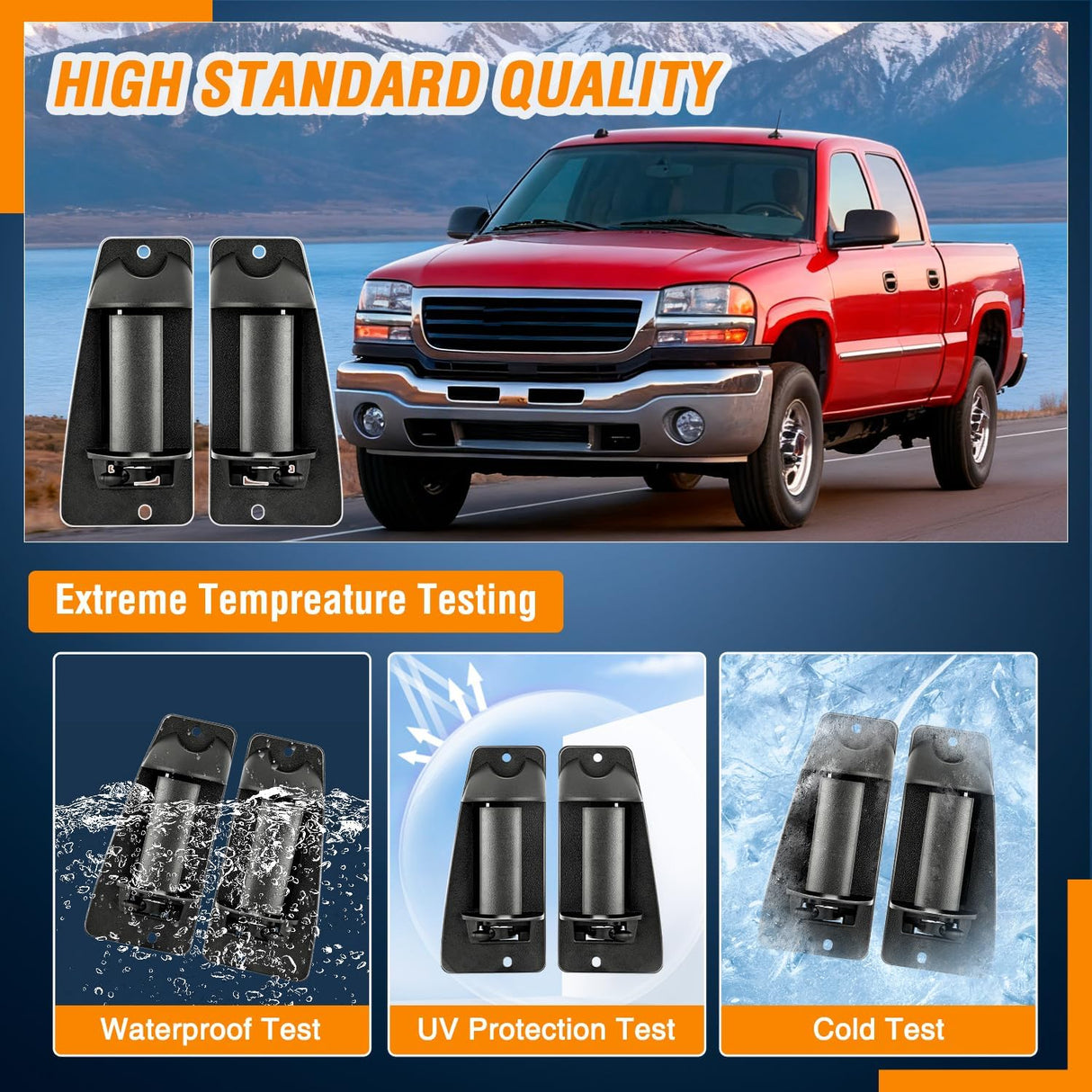 Extended Cab Door Handle Left Driver & Right Passenger Rear Car Door Handles Compatible with 1999 00 01 02 03 04 05 06 2007 Chevy Silverado GMC Sierra 1500 2500 3500 Replace#15758171,15758172