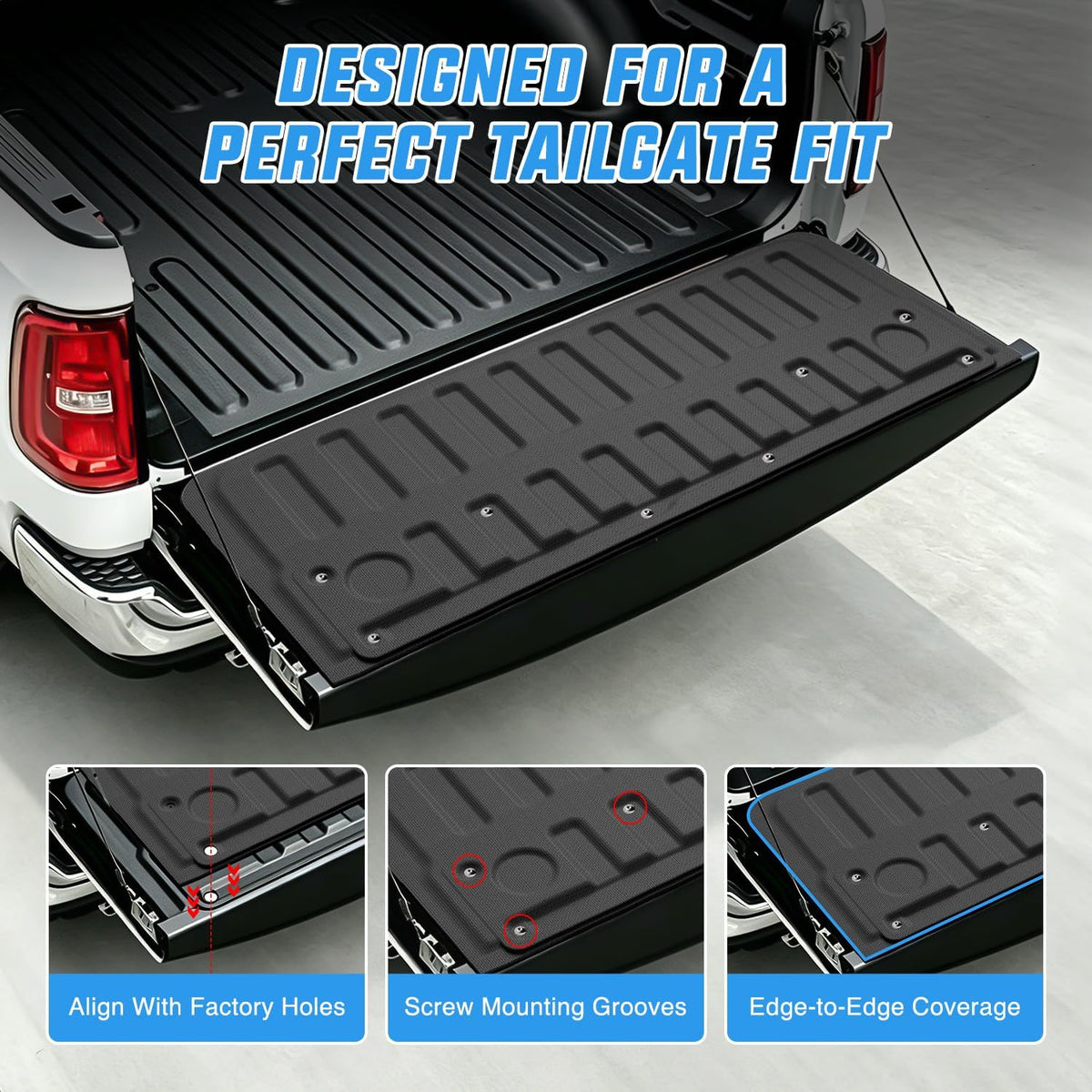 Tailgate Mat for Ram 1500 2019-2026 Standard Power Release Tailgate (Not Fit Classic Multifunction Full Power) All Weather TPE Anti Slip Truck Tailgate Protector Liner