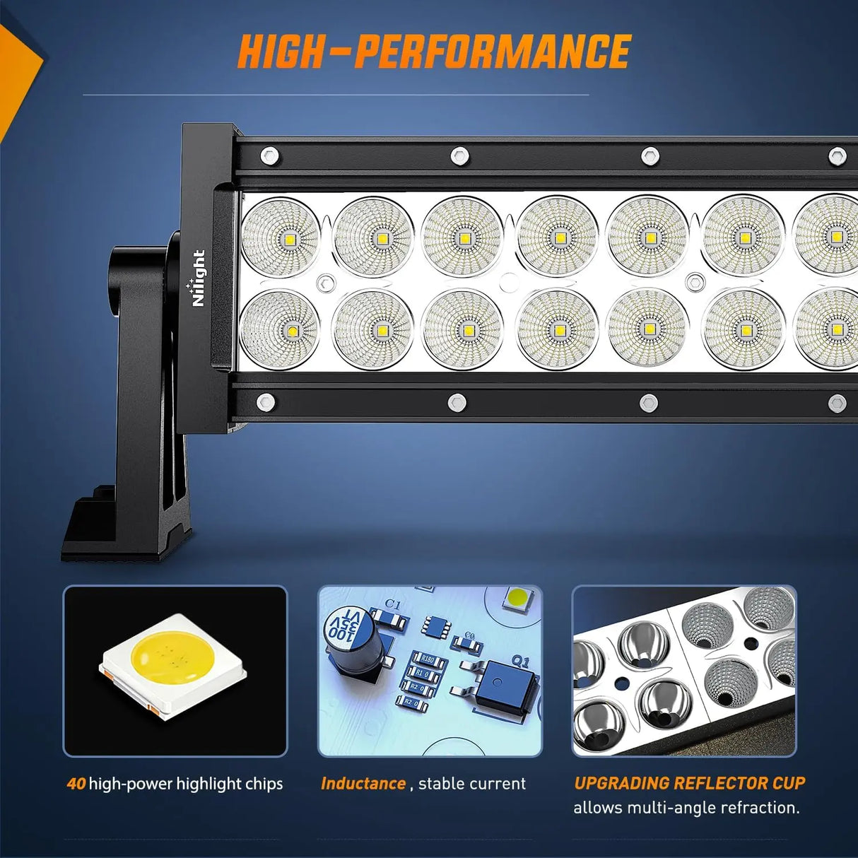 LED Light Bar 50" 288W Double Row Curved Spot/Flood Led Light Bar |12AWG Wiring Harness 5Pin Switch