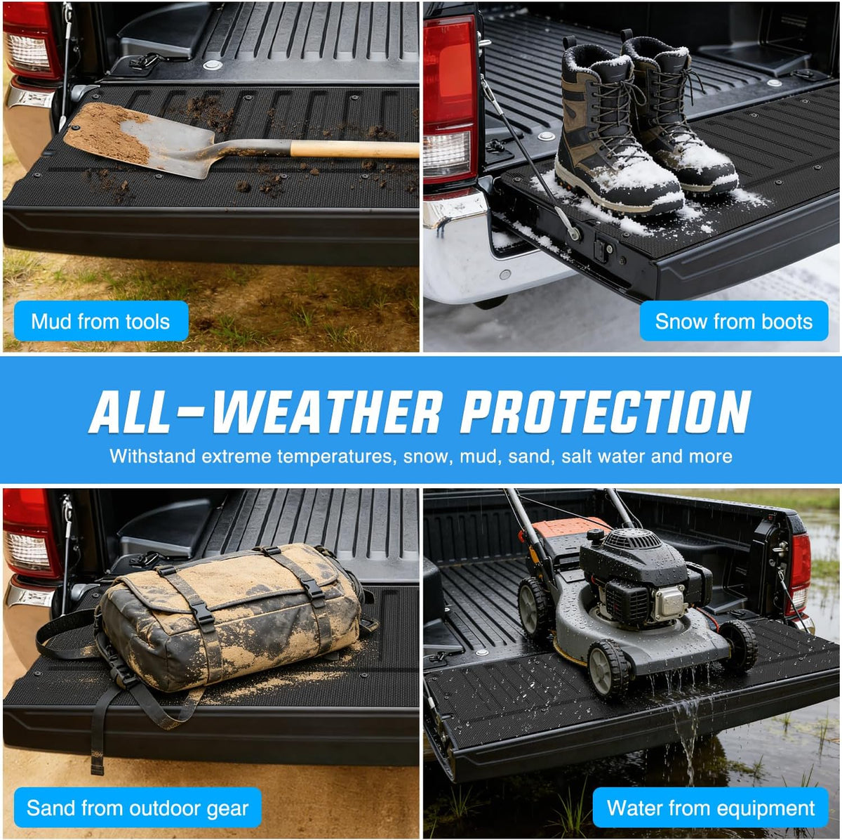 Tailgate Mat for Toyota Tacoma 2005-2023 2nd 3rd Gen All Weather TPE Anti-Slip Custom Fit Truck Tailgate Protector Cover Liner