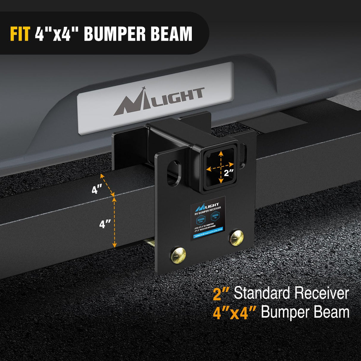 RV Bumper Hitch Receiver Fits 4Inch x 4Inch Square RV Rear Bumpers Nilight