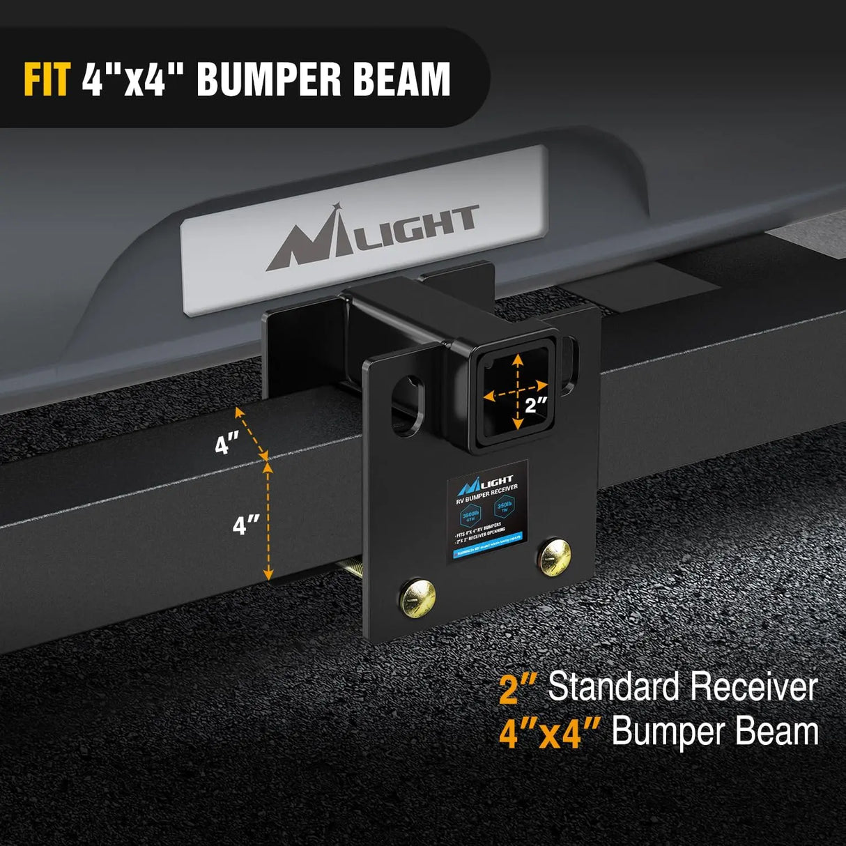RV Bumper Hitch Receiver Fits 4" x 4" Square RV Rear Bumpers Nilight