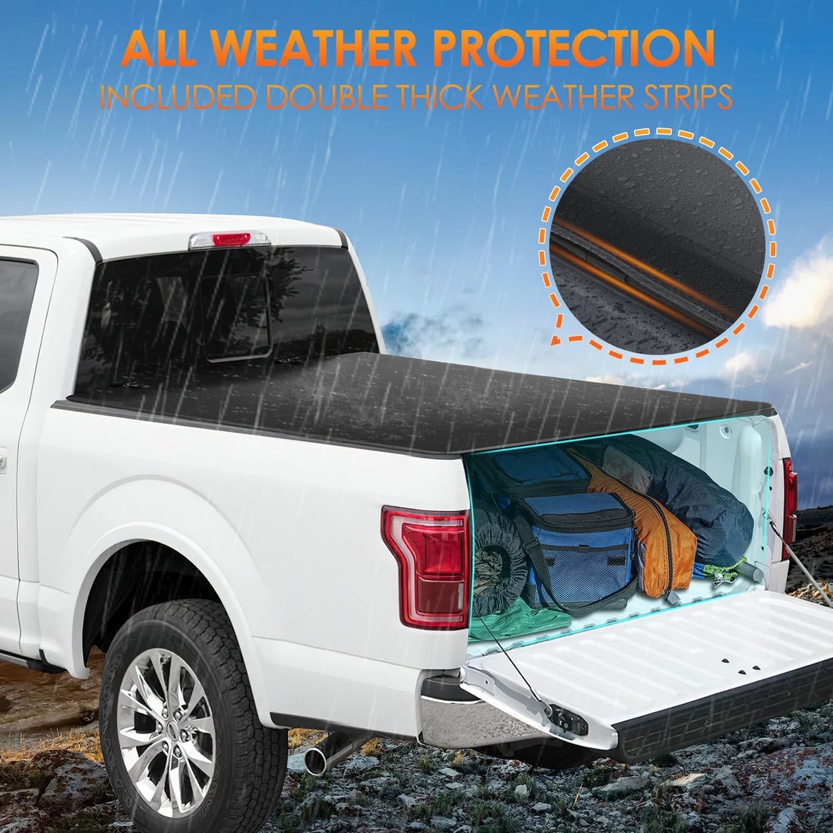 Soft Tri-fold Truck Bed Tonneau Cover Compatible with Ford F150 2004 2005 2006 2007 2008 2009 2010 2011 2012 2013 2014-6.5ft