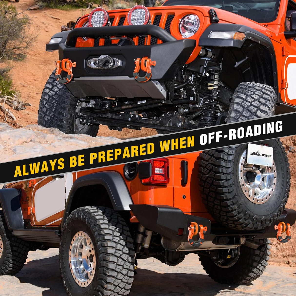 3/4 inch Mega D-Ring Shackle With 7/8 inch Screw Pin 68000LBS Orange (Pair) Nilight