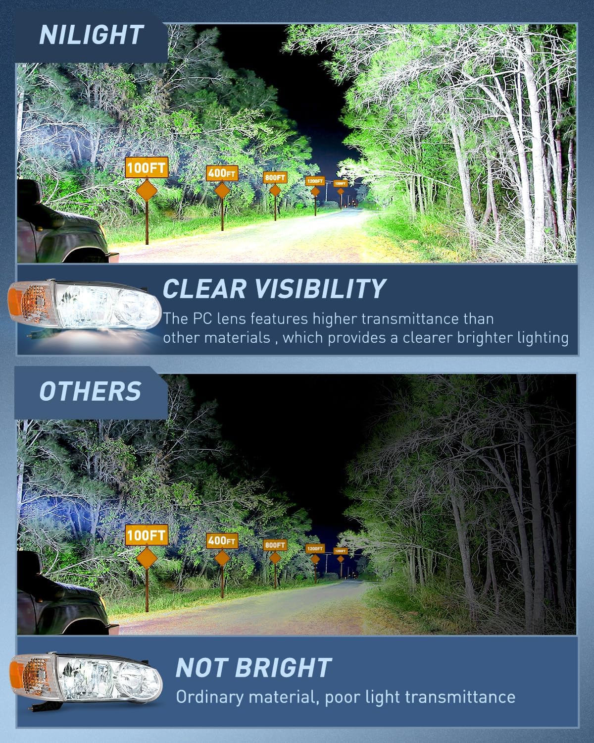 2001 2002 Toyota Corolla Headlight Assembly Chrome Housing Amber Reflector Nilight