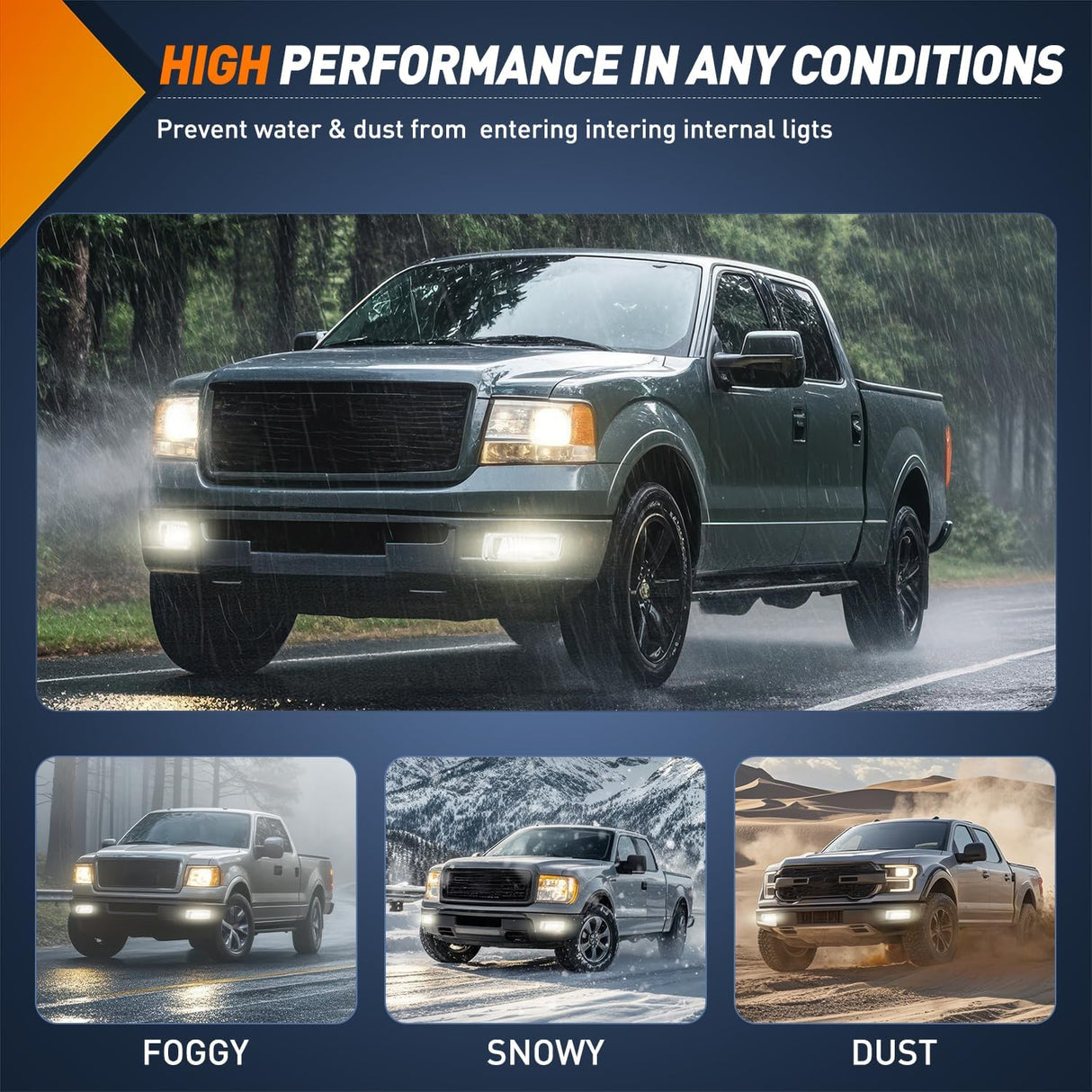 Fog Lights Assembly Compatible with 2004 2005 2006 Ford F-150 F150 Left Driver and Right Passenger Side Smoke Lens w/H10 12V 42W Bulbs