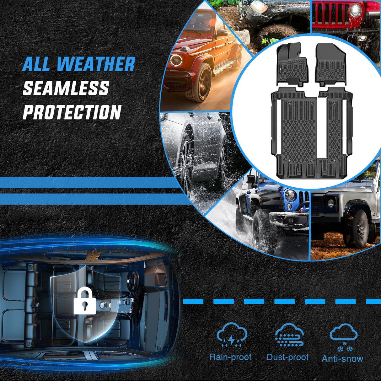 TPE Floor Mats for Toyota Sienna 8 Seats 2021 2022 2023 2024 2025 All Weather Custom Fit Heavy Duty Floor Liners