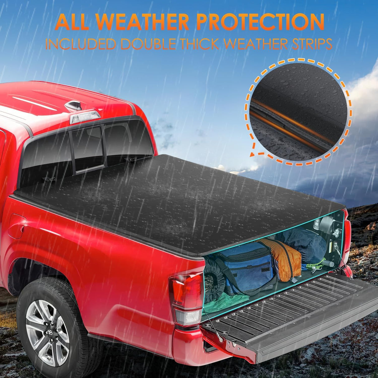 Soft Tri-fold Truck Bed Tonneau Cover Compatible with Chevy Silverado 1500/GMC Sierra 1500 2014 2015 2016 2017 2018 2019 2020 2021 2022 2023 2024 2025, 6.7ft