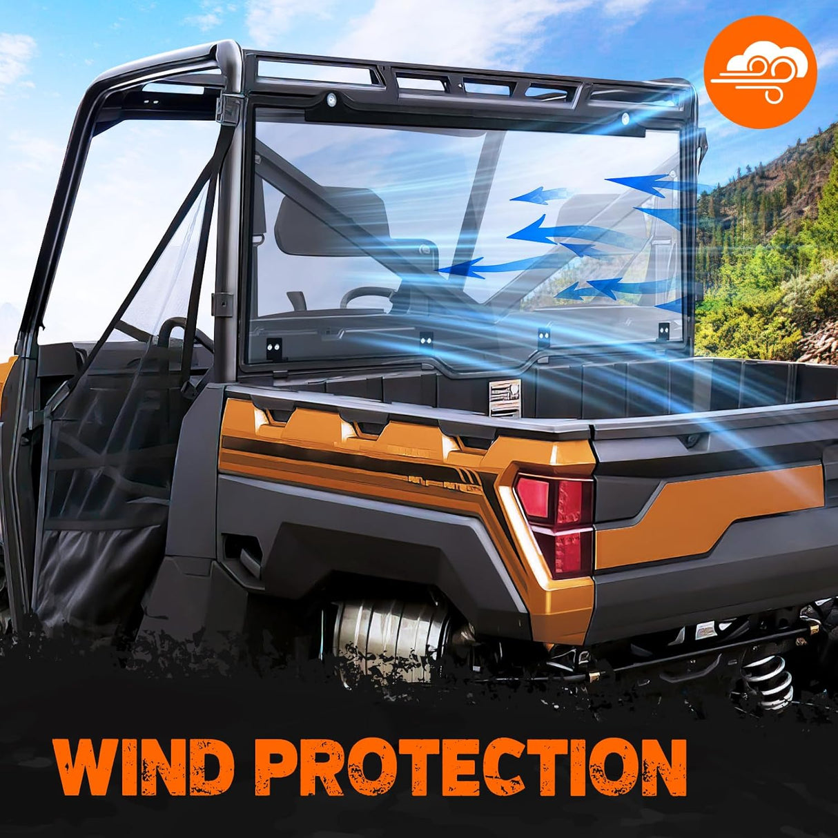 Rear Window Scratch-Resistant Fit For 2017-2025 Polaris Ranger XP 1000/Crew,2020-2025 Polaris Ranger 1000/ Crew,2013-2019 Polaris Ranger XP 900/ Crew,Clear Polycarbonate UTV Windshield