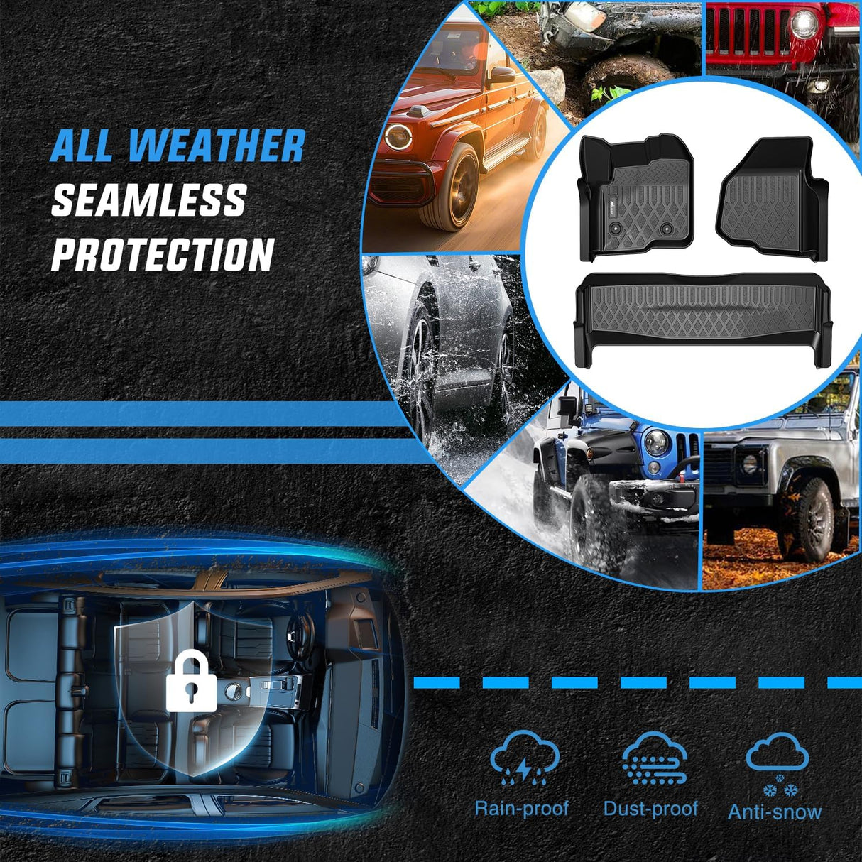 TPE Floor Mats for Ford F250 F350 F450 SuperCrew Crew Cab 2012 2013 2014 2015 2016 All Weather Custom Fit Heavy Duty Floor Liners