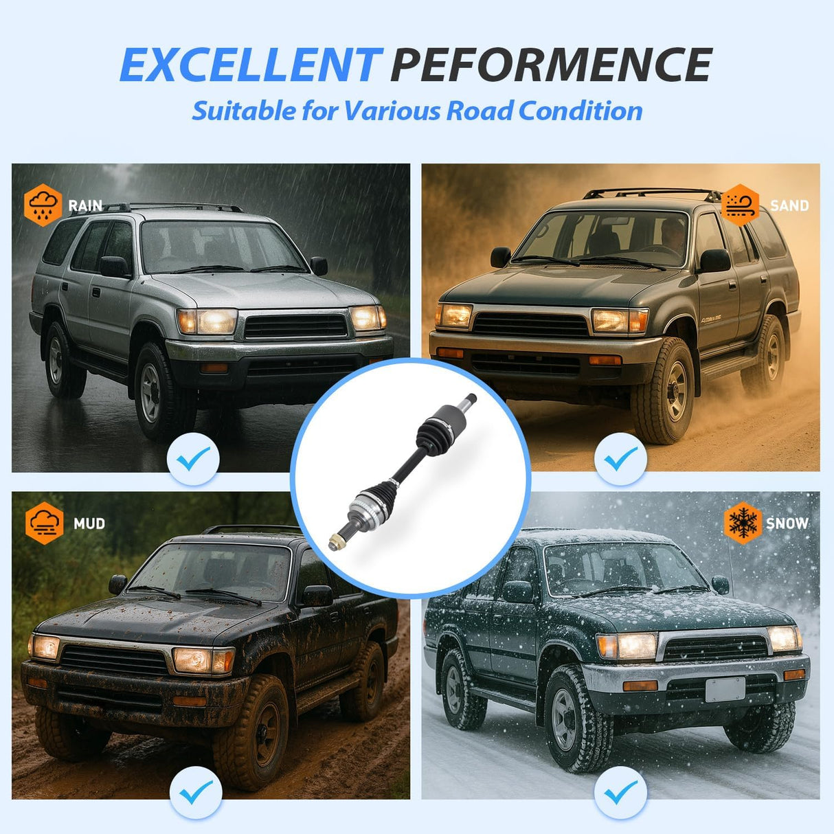CV Axle Shaft Assembly Compatible with 1986 1987 1988 1989 1990 1991 1992 1993 1994 1995 Toyota Pickup 4Runner Half-Shaft Assemblies Replacement Front Wheel Driver and Passenger Side