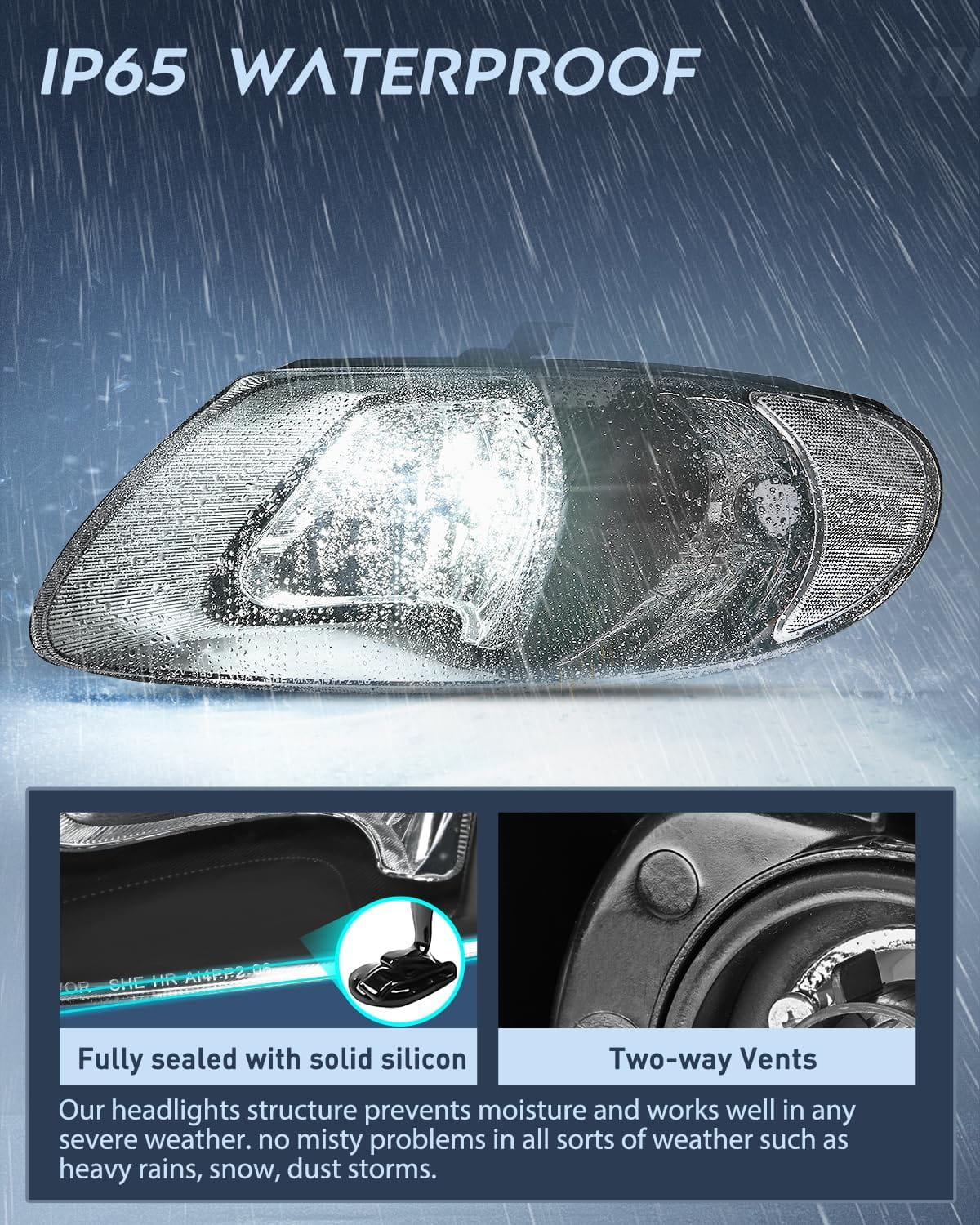 2001-2007 Chrysler Town & Country 2001-2003 Voyager 2001-2007 Dodge Grand Caravan Headlight Assembly Black Case Clear Reflector Nilight