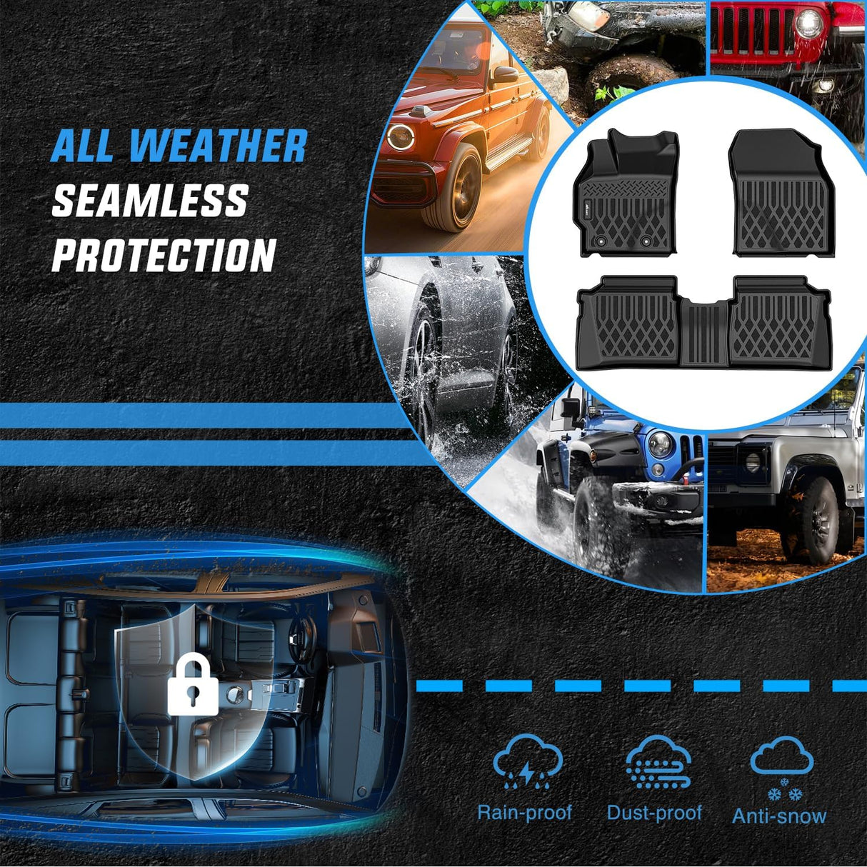 TPE Floor Mats for Toyota Prius Hybrid 2012 2013 2014 2015 All Weather Custom Fit Heavy Duty Floor Liners