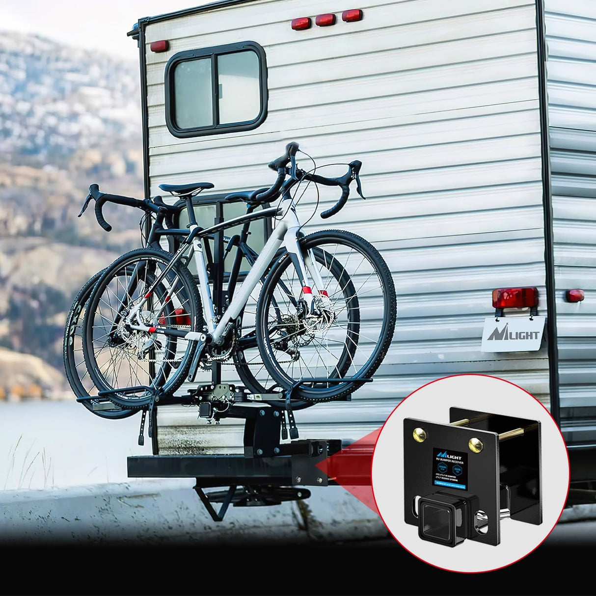 RV Bumper Hitch Receiver Fits 4Inch x 4Inch Square RV Rear Bumpers Nilight