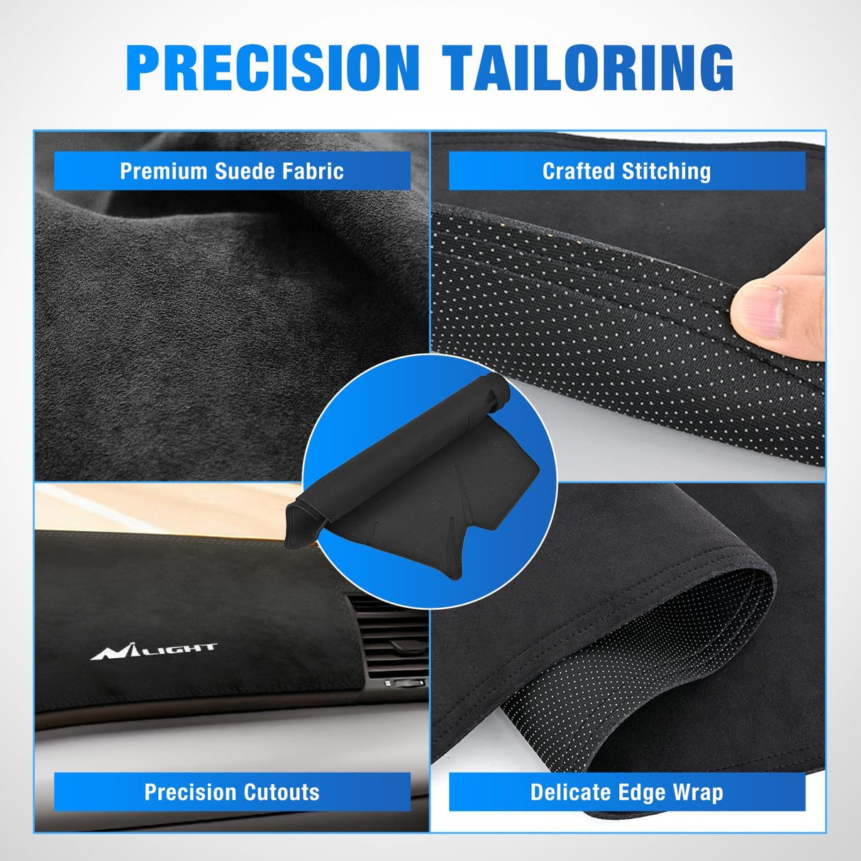 Dash Cover for Toyota Camry 2007 2008 2009 2010 2011, Custom Fit Suede Dashboard Mat Non‑Slip Sunshade Glare Protector Interior Accessories Black
