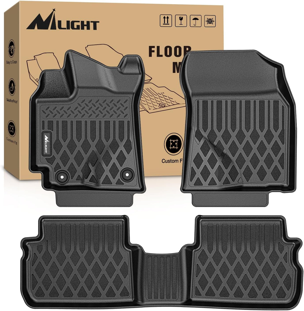 TPE Floor Mats for Toyota Corolla 2008 2009 2010 2011 2012 2013 | All Weather Custom Fit Heavy Duty Floor Liners