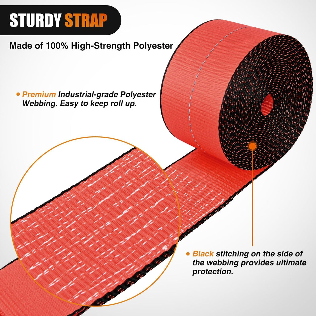 Truck Straps 4 Inch x 30' Heavy Duty Tie Down with Flat Hooks | 16800LBS Break Strength & 5400LBS WLL for Flatbed Trailer Cargo Control Recovery Tree Saver 10 Pack Red