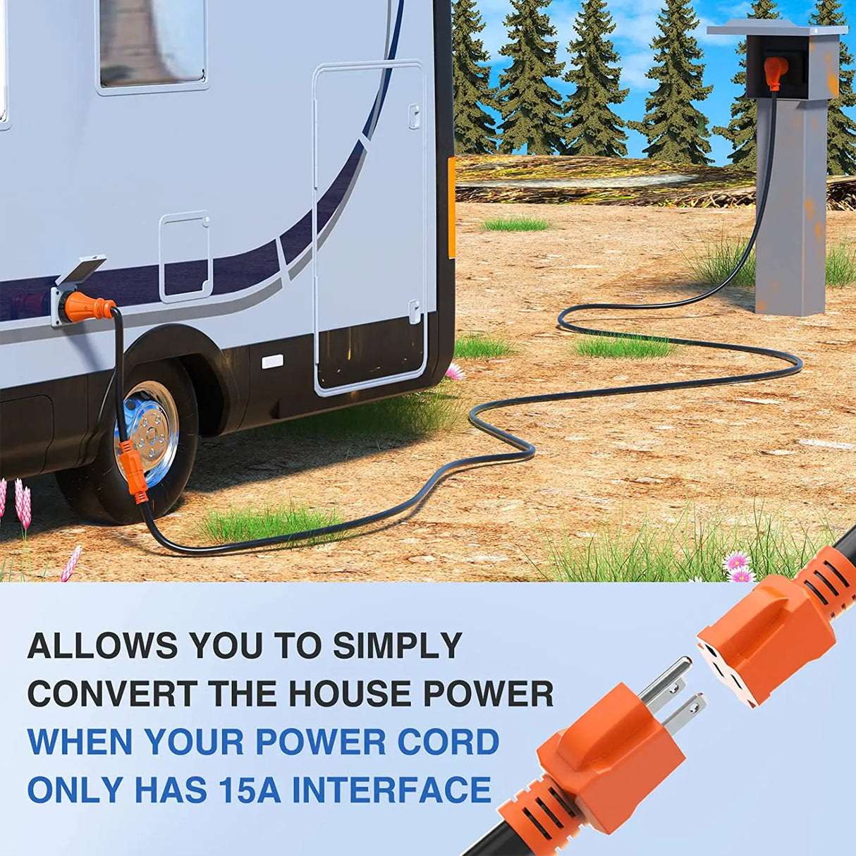 15AMP to 50AMP RV Locking Adapter Cord Nilight