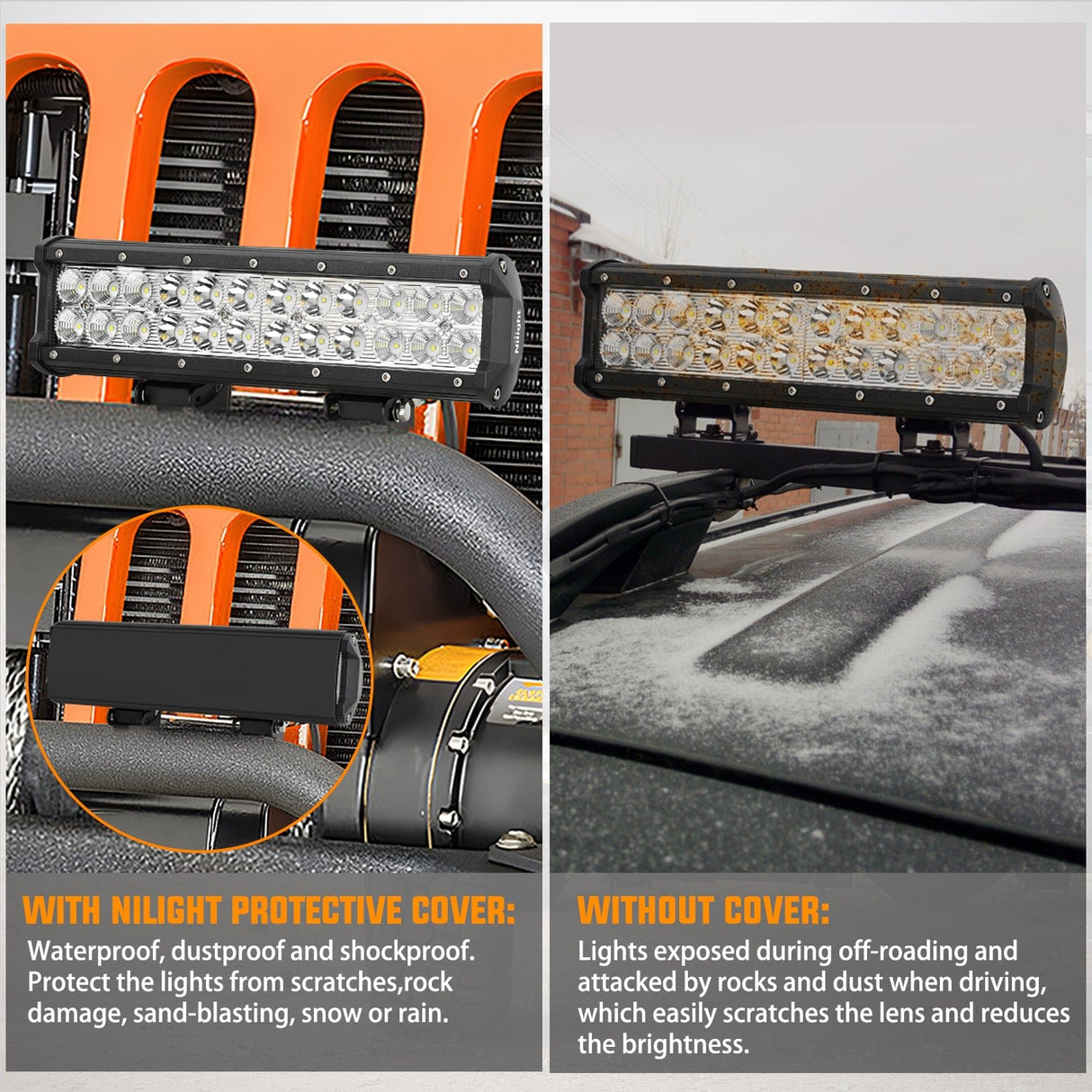 light cover 2Pcs 12 inch Black Light Bar Cover