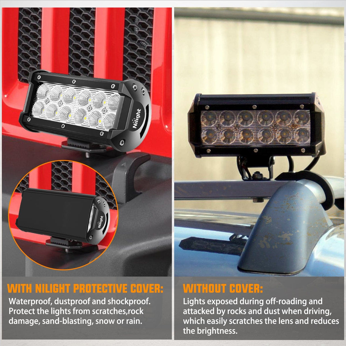 light cover 2Pcs 6.5 inch Black Light Bar Cover