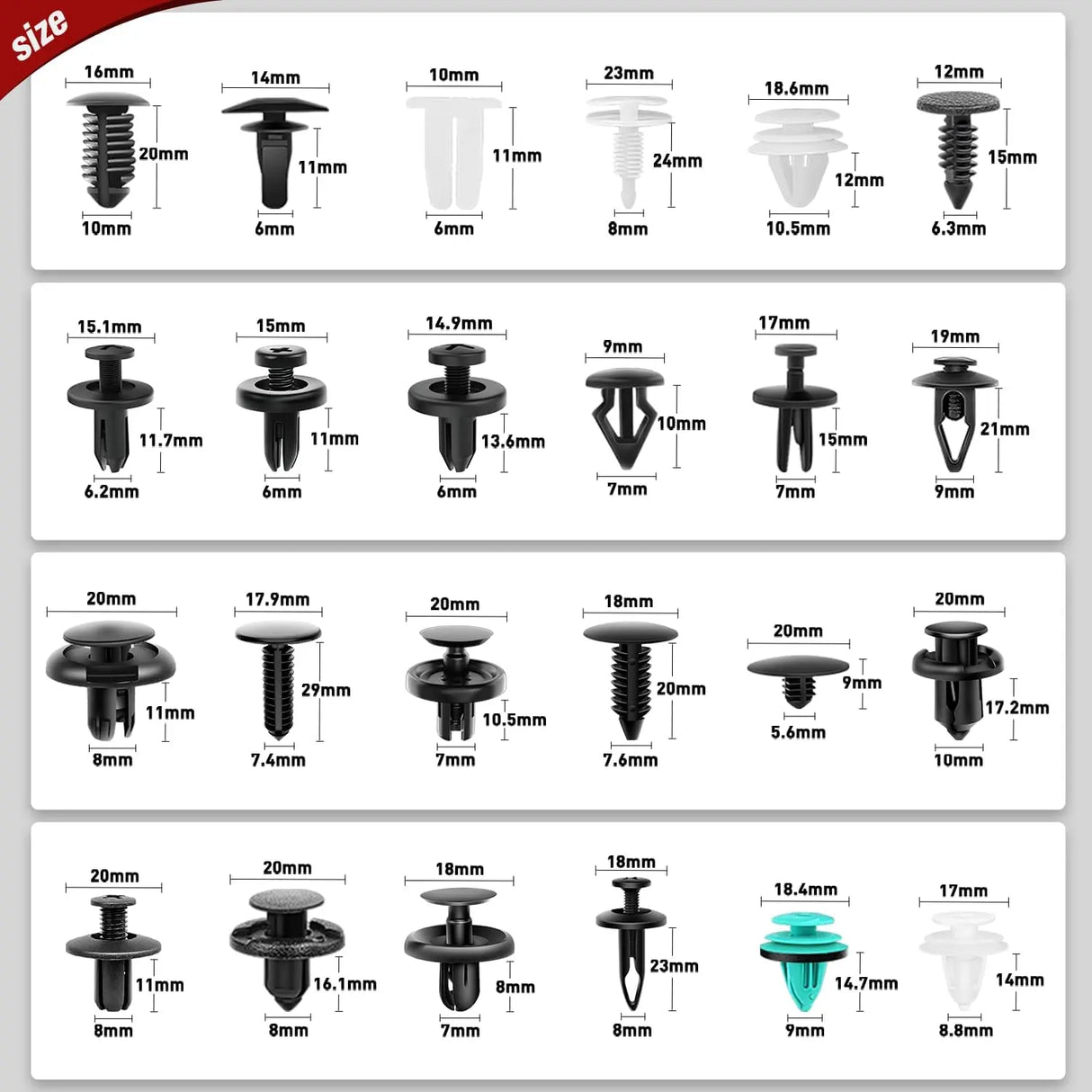 845 Pcs Car Push Retainer Clips Auto Fasteners Assortment Nilight