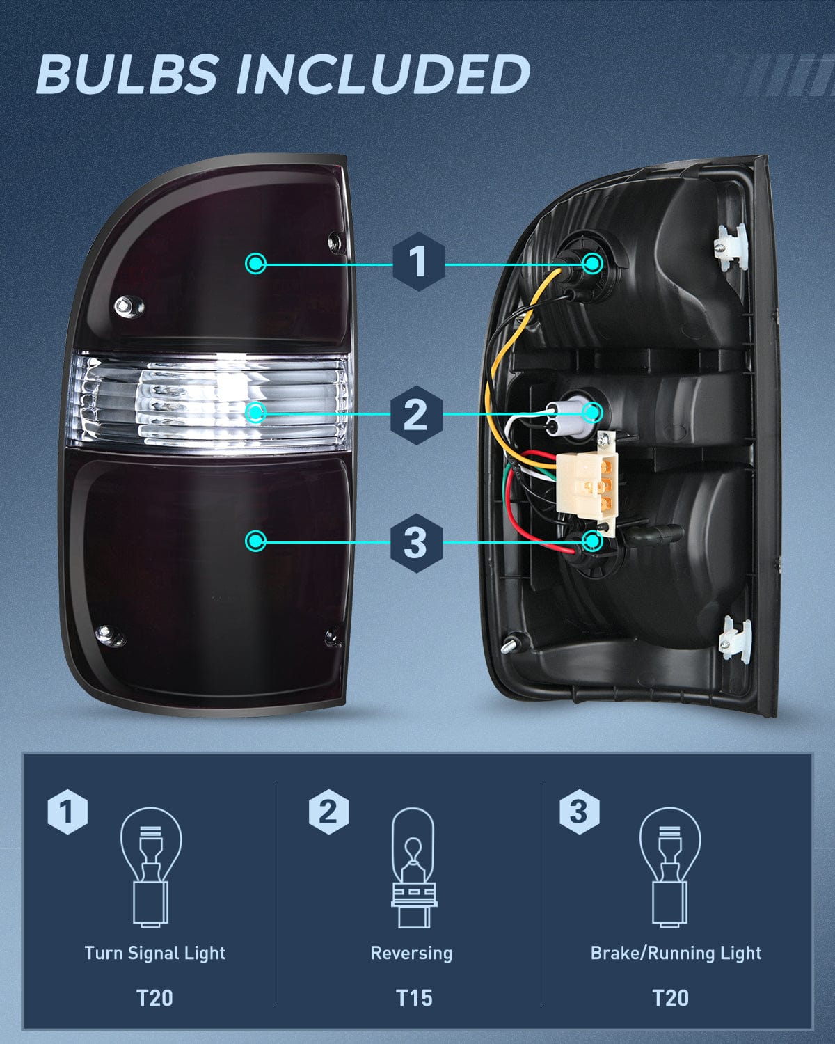 Taillight Assembly Taillight Assembly Compatible with 2001 2002 2003 2004 Toyota Tacoma Rear Lamp Replacement with Dark Red Housing Tail Lights Driver Side
