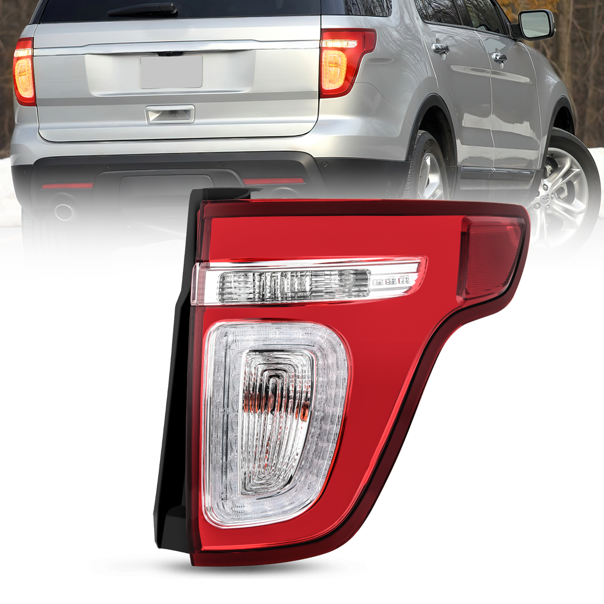 Nilight Taillight Assembly Compatible with 2011 2012 2013 2014 2015 Ford Explorer Rear Lamp Replacement OE Style LED and halogen bulbs Passenger Side