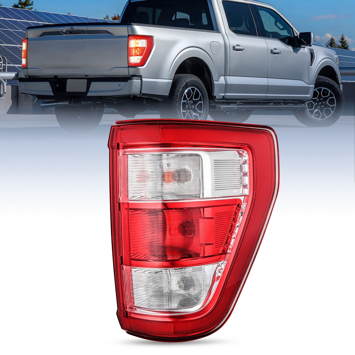 Nilight Taillight Assembly Compatible with 2021 2022 2023 Ford F150 XL Non Blind Spot Tail Light Model Rear Lamp Replacement OE Style halogen bulbs Passenger Side