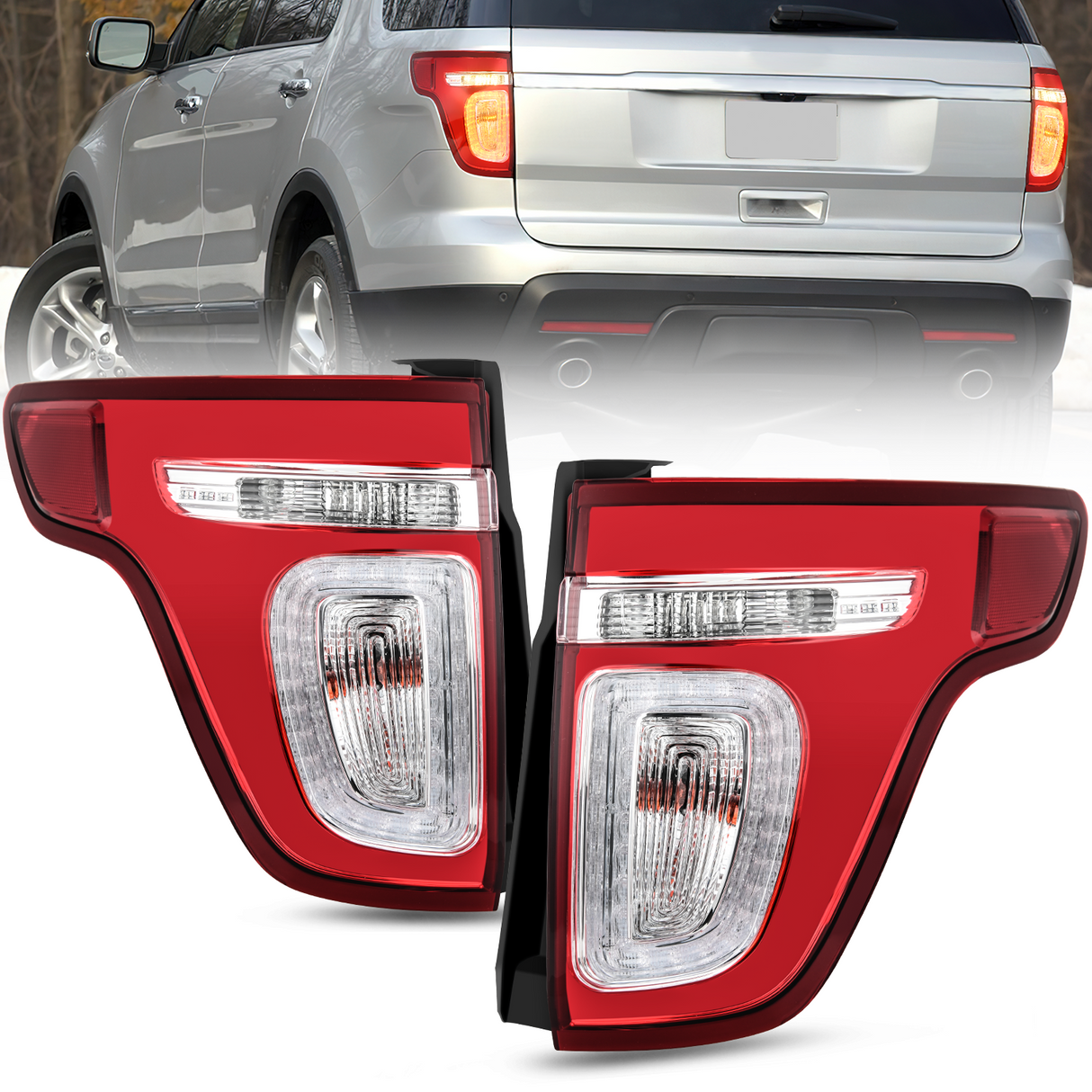 Nilight Taillight Assembly Compatible with 2011 2012 2013 2014 2015 Ford Explorer Rear Lamp Replacement OE Style with LED and halogen bulbs Driver Side and Passenger Side